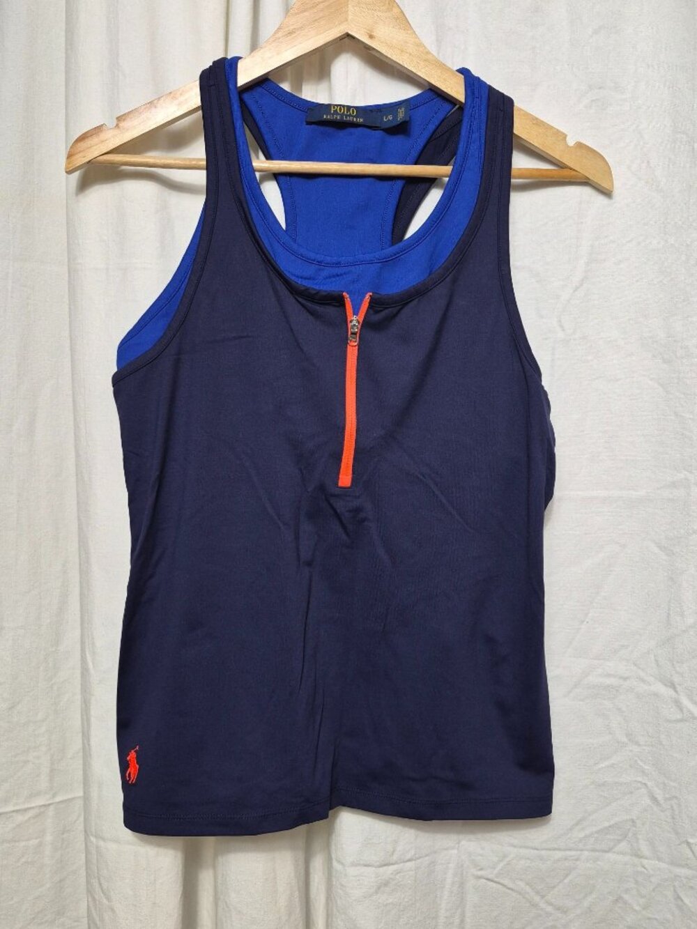 Polo Ralph Lauren Large Blue Athleisure Sports Gym Casual Lounge Stretch Tank